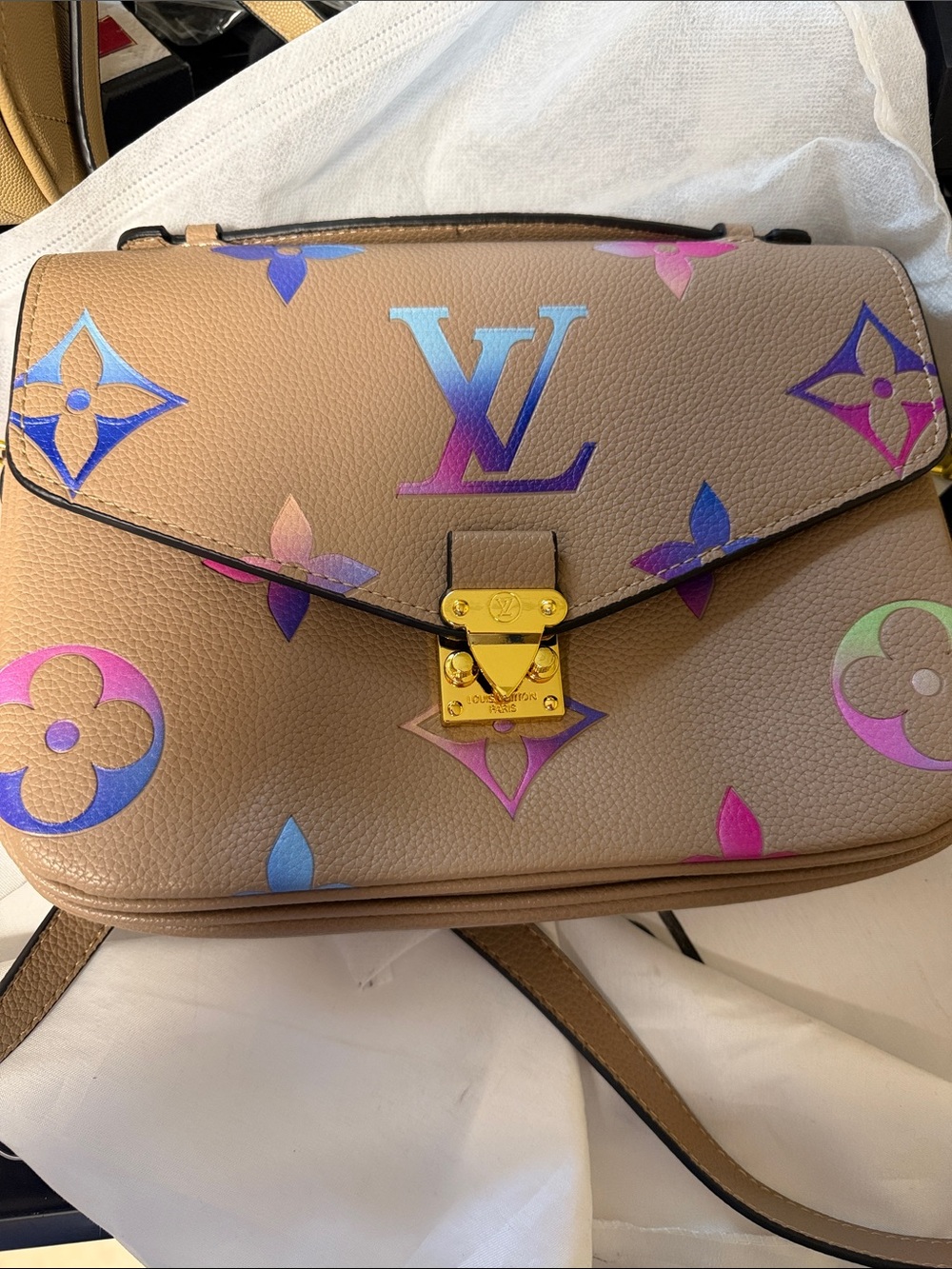 Louis Vuitton Beige Multicolor Monogram Pochette Metis Shoulder Bag